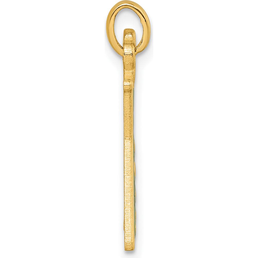 14K Yellow Gold Green Enamel Erlenmeyer Flask Themed Pendant - Polished Finish by Oro Pregiato