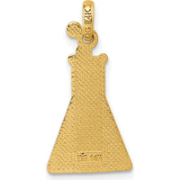 14K Yellow Gold Green Enamel Erlenmeyer Flask Themed Pendant - Polished Finish by Oro Pregiato