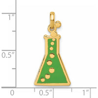 14K Yellow Gold Green Enamel Erlenmeyer Flask Themed Pendant - Polished Finish by Oro Pregiato