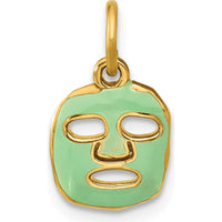 14K Yellow Gold Green Enamel Face Mask Pendant Charm by Oro Pregiato