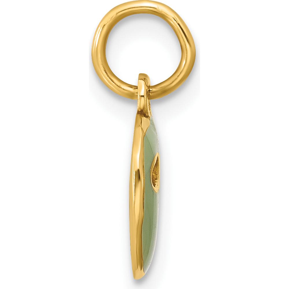 14K Yellow Gold Green Enamel Face Mask Pendant Charm by Oro Pregiato