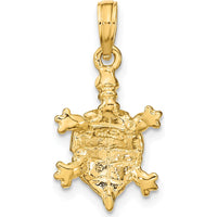 14K Yellow Gold Green Enamel Land Turtle Charm - 23mm Length by Oro Pregiato