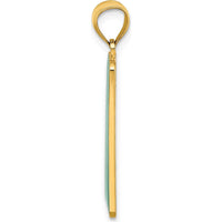 14K Yellow Gold Green Enamel MILE 0 Key West Charm Pendant - 28.7mm Length by Oro Pregiato