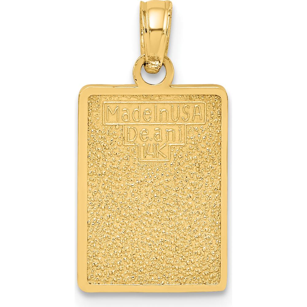 14K Yellow Gold Green Enamel MILE 0 Key West Charm with Textured Back - 19.25mm Length by Oro Pregiato