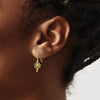 14K Yellow Gold Green Enamel Palm Tree Drop Earrings with French Wire Closure by Oro Pregiato