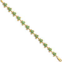 14K Yellow Gold Green Enamel Sea Turtle 7" Bracelet - 12 Turtles with Lobster Clasp by Oro Pregiato