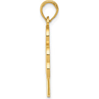 14K Yellow Gold Green Enamel Shamrock Pendant with Textured Back - 30mm Length by Oro Pregiato