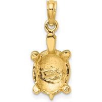 14K Yellow Gold Green Enamel Tortoise Pendant Charm - Polished Finish by Oro Pregiato