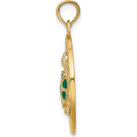 14K Yellow Gold Green Enamel Turtle Sarasota Circle Charm by Oro Pregiato