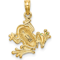 14K Yellow Gold Green Enameled Frog Charm - Playful Nature-Inspired Pendant by Oro Pregiato