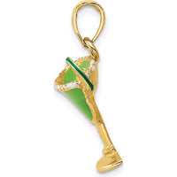 14K Yellow Gold Green Enameled Margarita Glass Charm with Lime Wedge by Oro Pregiato
