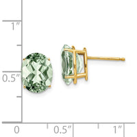 14K Yellow Gold Green Quartz Stud Earrings with Oval Faceted Gemstones - 2.40 Carat Total Gem Weight by Monteluci Fine Jewelry