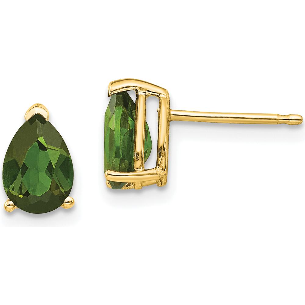14K Yellow Gold Green Tourmaline Stud Earrings - 0.68 Carat Total Weight by Monteluci Fine Jewelry