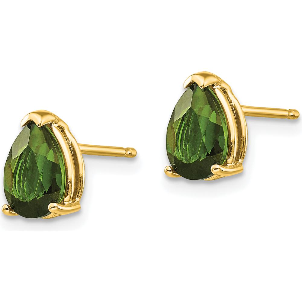 14K Yellow Gold Green Tourmaline Stud Earrings - 0.68 Carat Total Weight by Monteluci Fine Jewelry