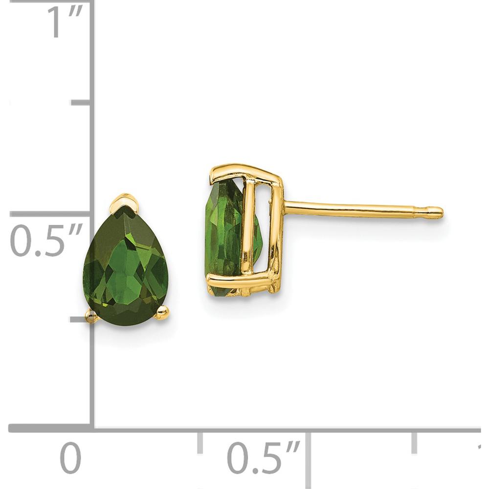 14K Yellow Gold Green Tourmaline Stud Earrings - 0.68 Carat Total Weight by Monteluci Fine Jewelry