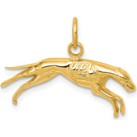 14K Yellow Gold Greyhound Charm Pendant with Textured Finish by Oro Pregiato