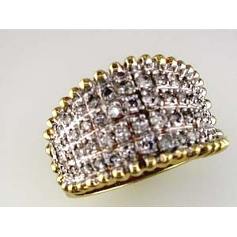14K Yellow Gold Grid-Set Round Diamond Wedding Band Ring - 1.05 Carat Total Diamond Weight - Royal Jewelry