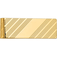 14K Yellow Gold Grooved and Polished Men's Money Clip by Oro Pregiato