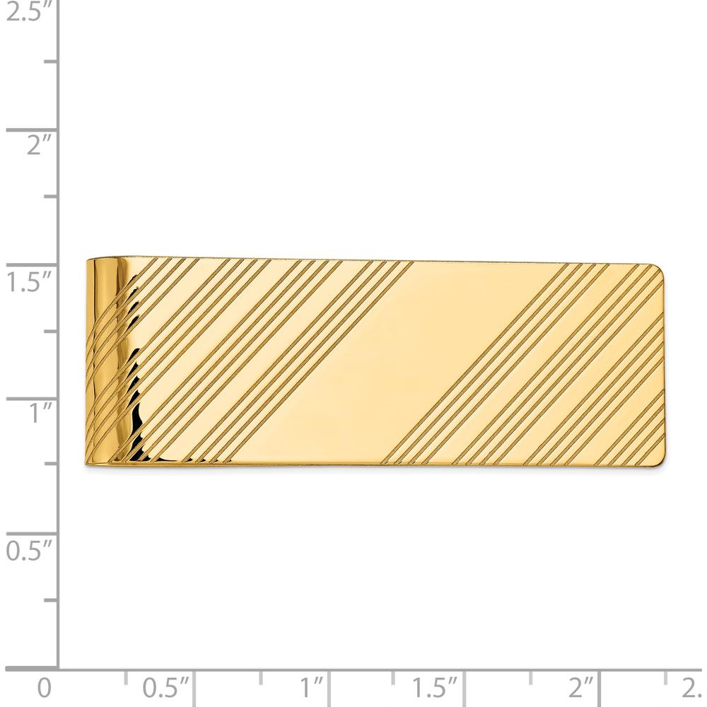 14K Yellow Gold Grooved and Polished Men's Money Clip by Oro Pregiato