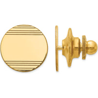 14K Yellow Gold Grooved Circular Tie Tac - Polished Finish by 0