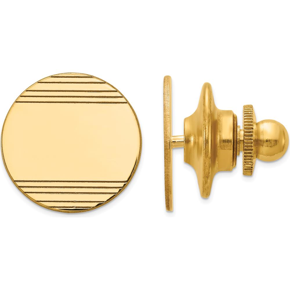 14K Yellow Gold Grooved Circular Tie Tac - Polished Finish by 0