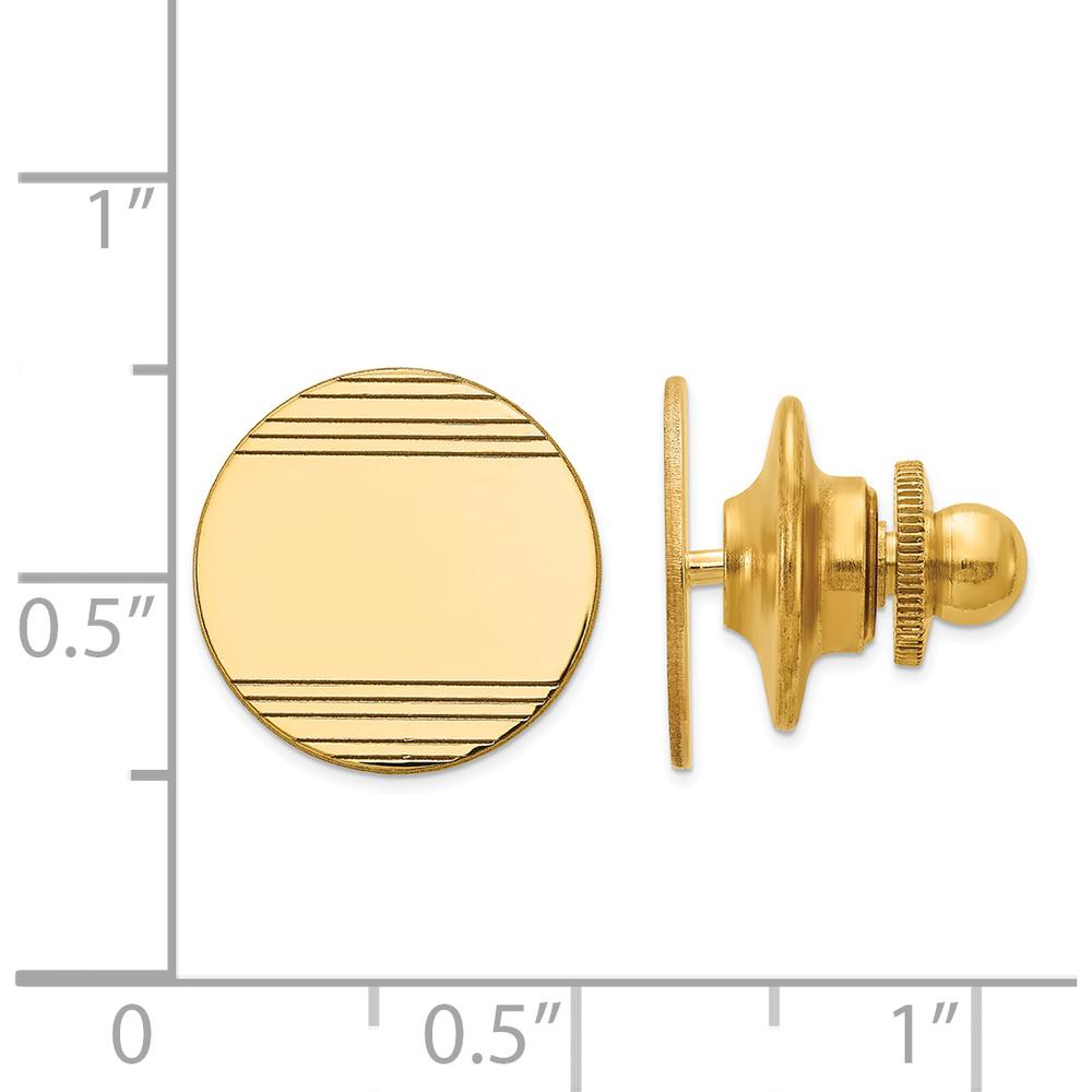 14K Yellow Gold Grooved Circular Tie Tac - Polished Finish by 0