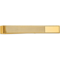 14K Yellow Gold Grooved Engravable Tie Bar - 50mm Length by Oro Pregiato