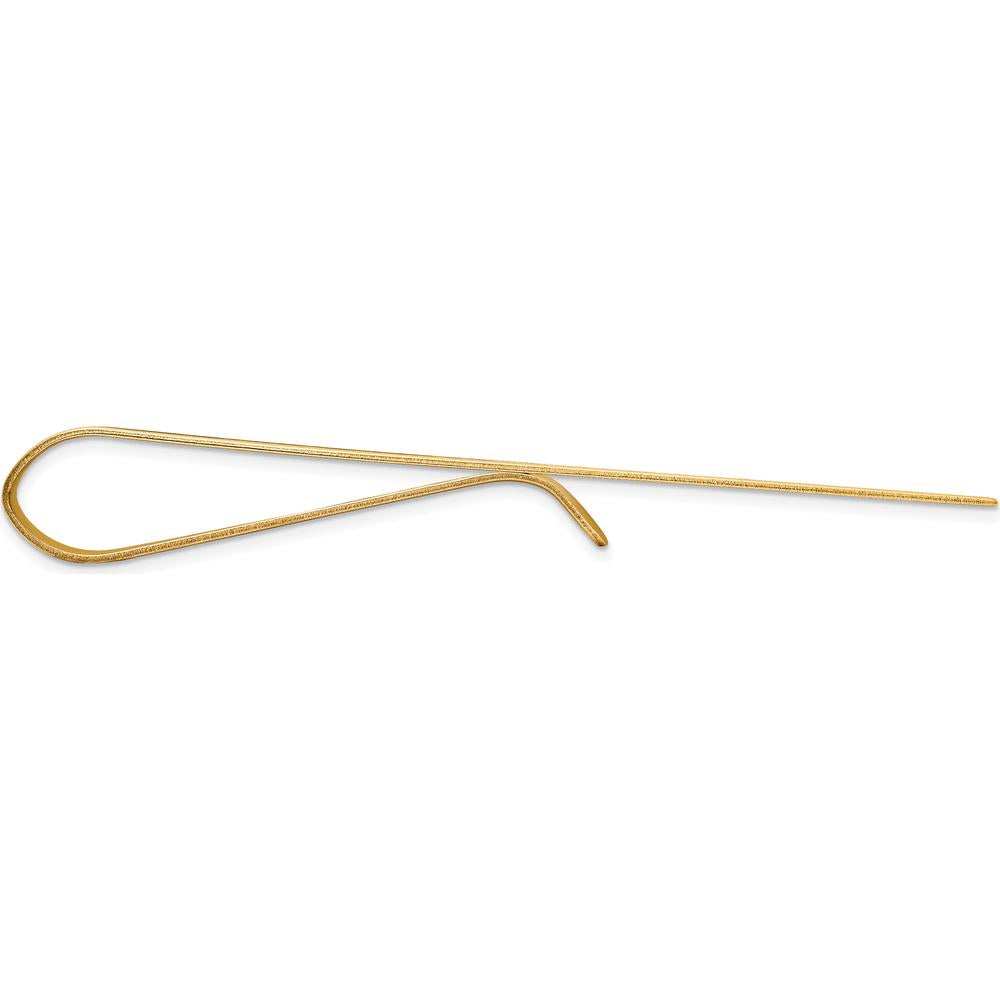 14K Yellow Gold Grooved Engravable Tie Bar - 50mm Length by Oro Pregiato