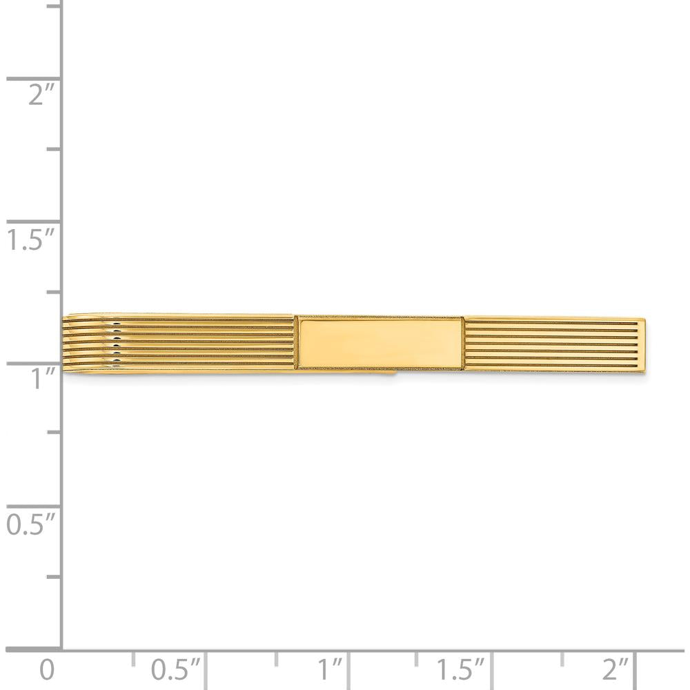 14K Yellow Gold Grooved Engravable Tie Bar - 50mm by Oro Pregiato
