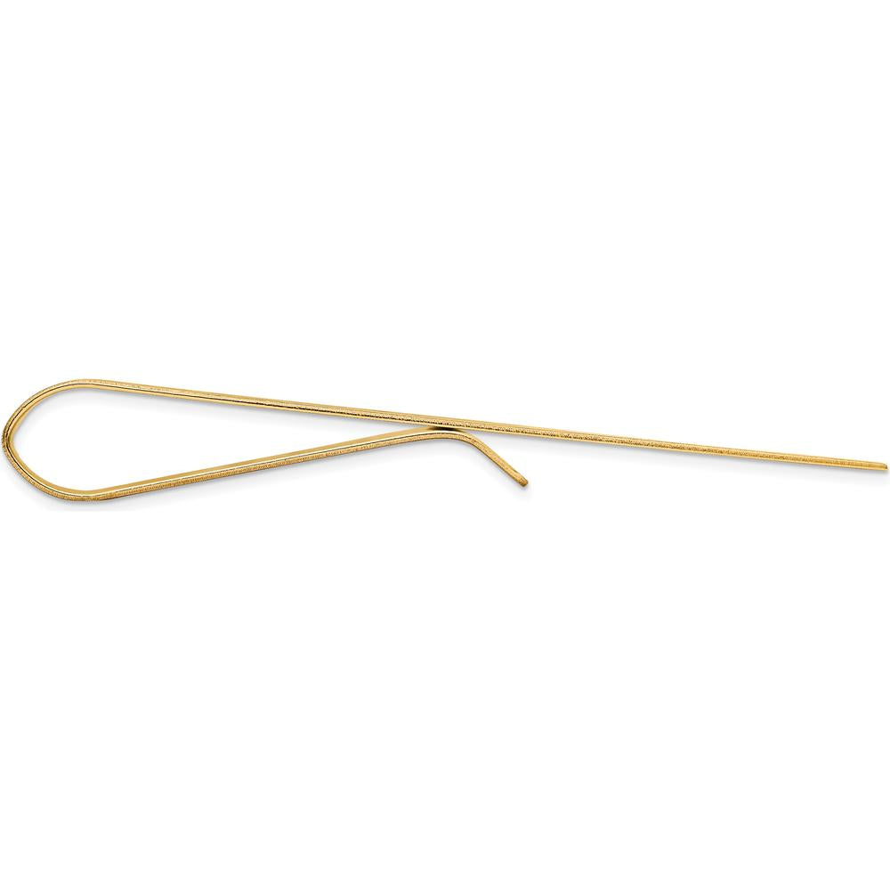 14K Yellow Gold Grooved Engravable Tie Bar - 50mm x 8mm Polished Solid Gold by Oro Pregiato