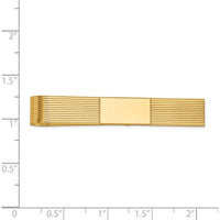 14K Yellow Gold Grooved Engravable Tie Bar for Men - Personalized Luxury Accessory by Oro Pregiato