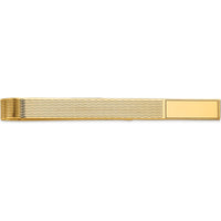 14K Yellow Gold Grooved Engravable Tie Bar - Polished Solid Gold Men's Accessory by Oro Pregiato
