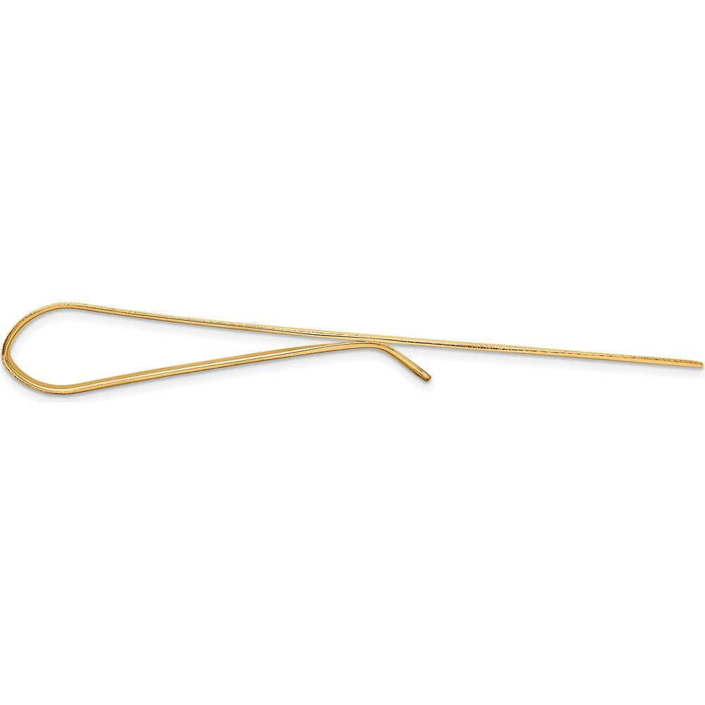 14K Yellow Gold Grooved Engravable Tie Bar - Polished Solid Gold Men's Accessory by Oro Pregiato