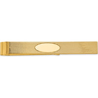 14K Yellow Gold Grooved Engravable Tie Bar with Polished Finish - 50mm x 8mm by Oro Pregiato