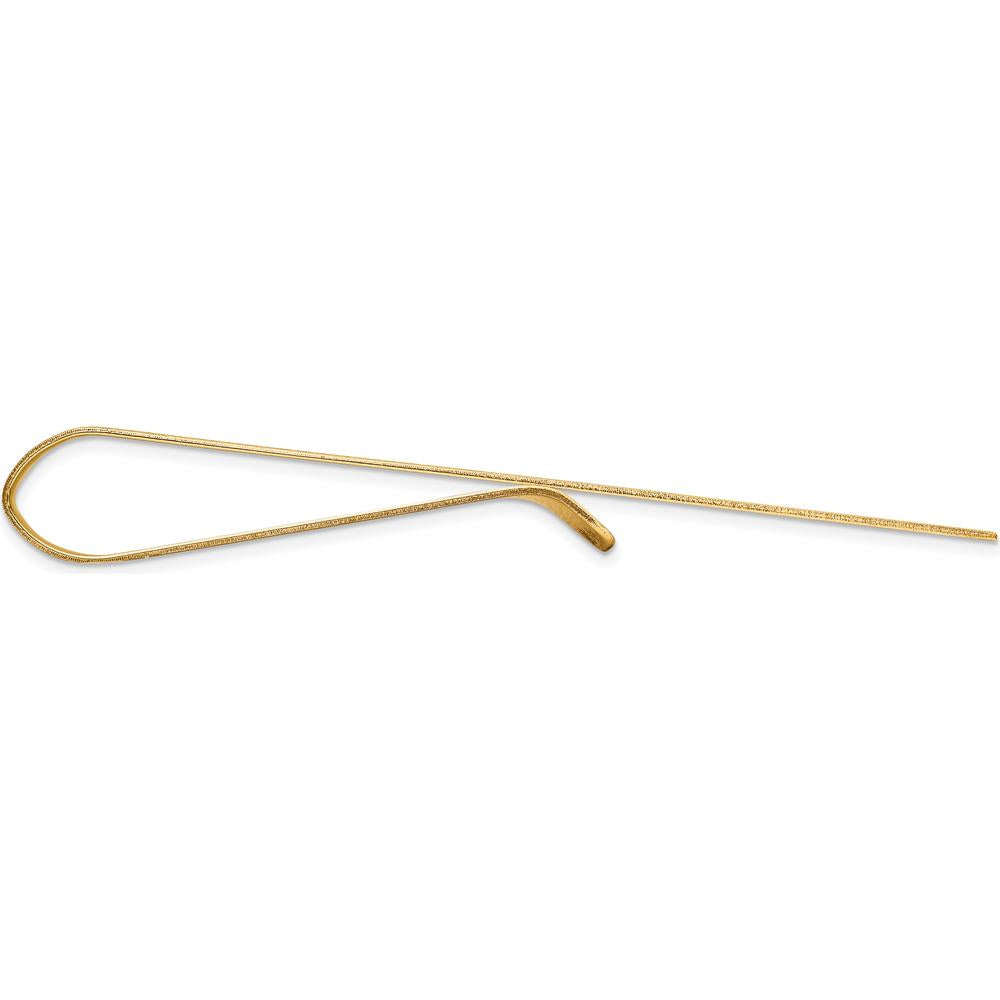 14K Yellow Gold Grooved Engravable Tie Bar with Polished Finish - 50mm x 8mm by Oro Pregiato