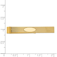 14K Yellow Gold Grooved Engravable Tie Bar with Polished Finish - 50mm x 8mm by Oro Pregiato