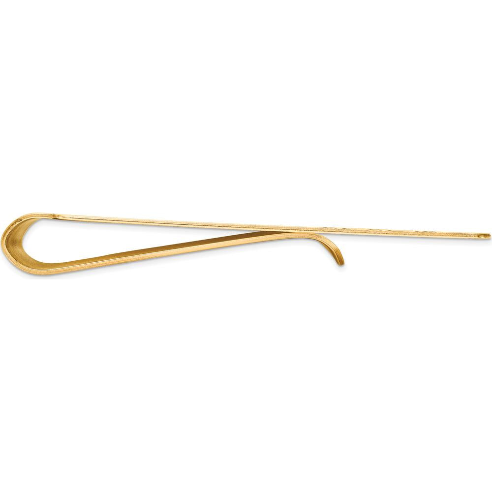 14K Yellow Gold Grooved Polished Engravable Men's Money Clip - 55mm Length by Oro Pregiato