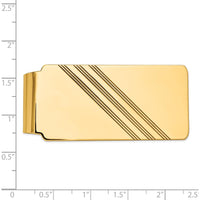 14K Yellow Gold Grooved Polished Engravable Men's Money Clip - 55mm Length by Oro Pregiato