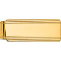14K Yellow Gold Grooved Polished Men's Money Clip by Oro Pregiato