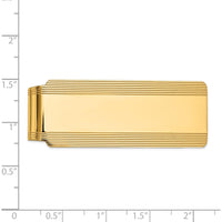 14K Yellow Gold Grooved Polished Men's Money Clip by Oro Pregiato