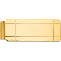 14K Yellow Gold Grooved Polished Money Clip - Engravable Solid Men's Accessory by Oro Pregiato