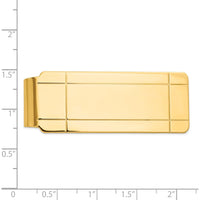 14K Yellow Gold Grooved Polished Money Clip - Engravable Solid Men's Accessory by Oro Pregiato