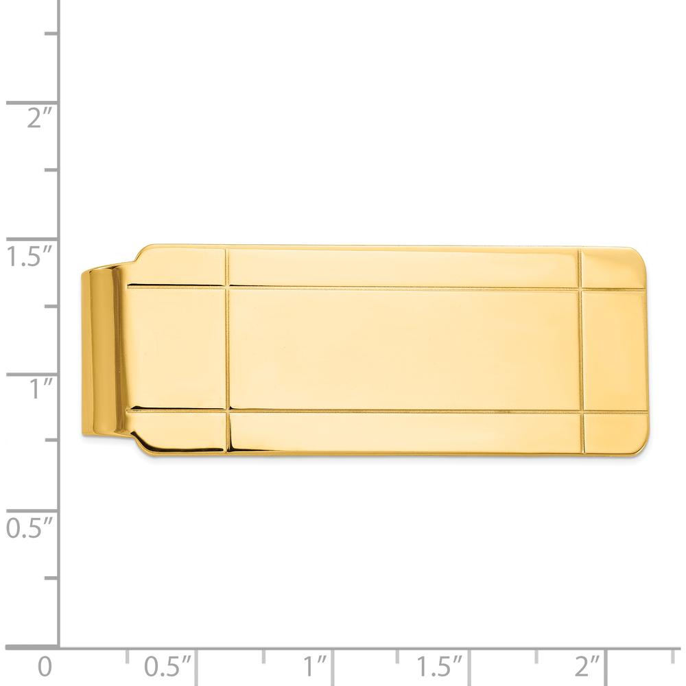 14K Yellow Gold Grooved Polished Money Clip - Engravable Solid Men's Accessory by Oro Pregiato