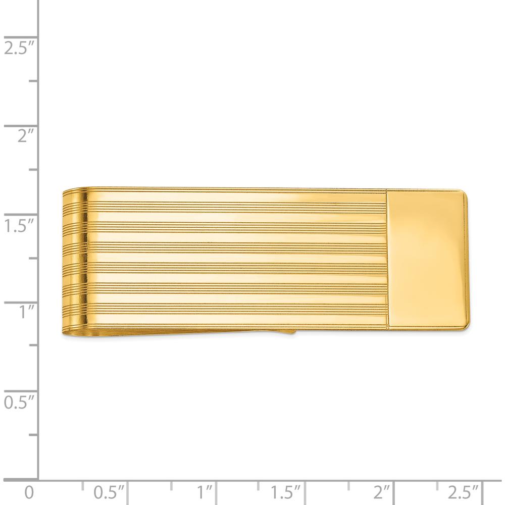 14K Yellow Gold Grooved Polished Money Clip - Solid Engravable Men's Accessory by Oro Pregiato