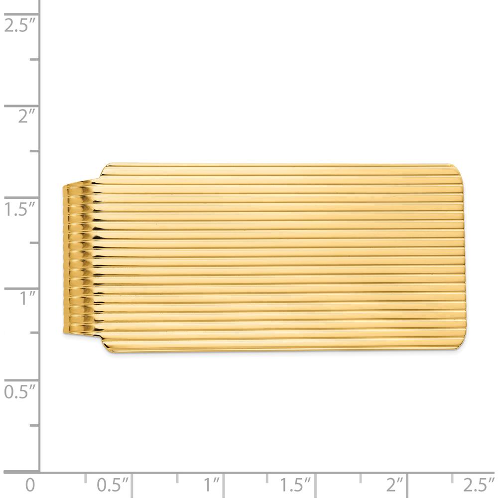 14K Yellow Gold Grooved Polished Money Clip - Solid Fine Jewelry Accessory by Oro Pregiato