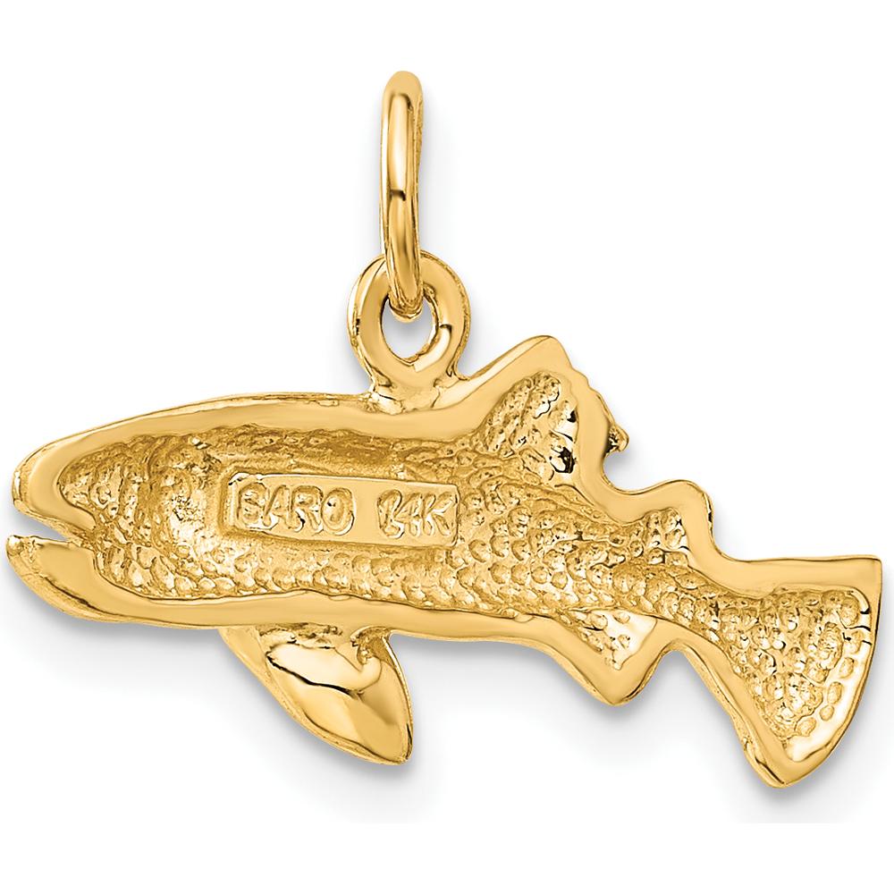 14K Yellow Gold Grouper Fish Pendant Charm - 13mm Length by Oro Pregiato