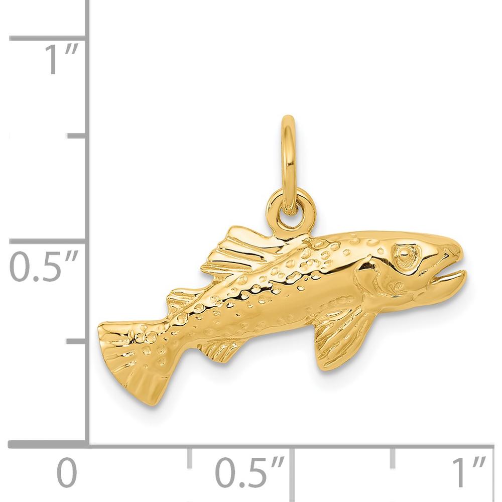 14K Yellow Gold Grouper Fish Pendant Charm - 13mm Length by Oro Pregiato