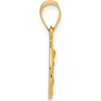 14K Yellow Gold Guardian Angel Medal Pendant with Satin and Polished Finish - Timeless Faith Jewelry by Oro Pregiato