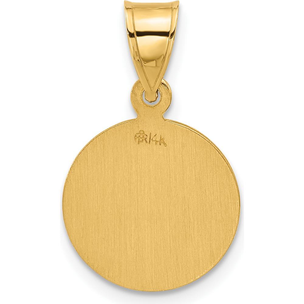 14K Yellow Gold Guardian Angel Medal Pendant with Satin and Polished Finish - Timeless Faith Jewelry by Oro Pregiato