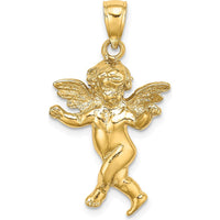 14K Yellow Gold Guardian Angel Walking Pendant Charm - Polished Finish by Oro Pregiato
